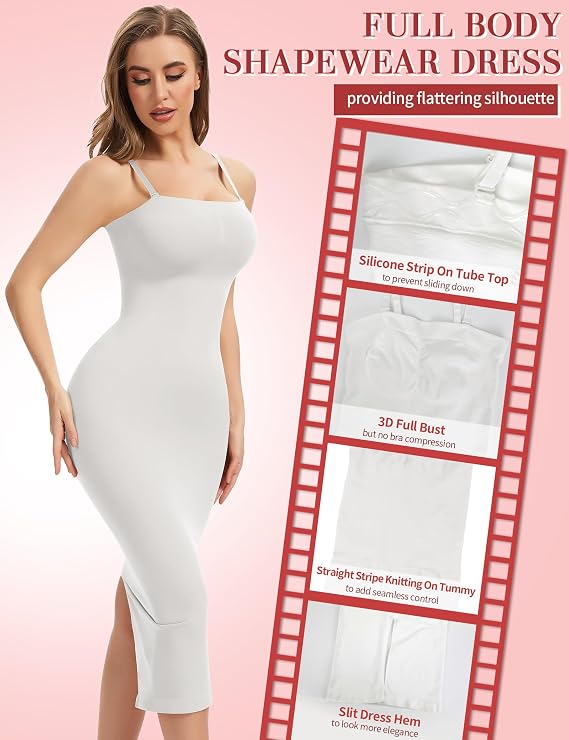 SLIMBELLE Strapless Shapewear for Women Under Dresses Tummy Control Slip Dress Seamless Full Body Shaper