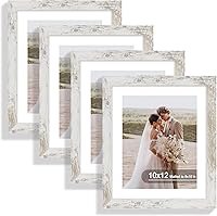 Vista 89 de Juego de 4 portarretratos de 4 x 6 pulgadas, hechos de vidrio real y marco de madera gris, exhibición en pared o mesa, para fotos de 3.5 x 5