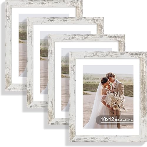 Vista 87 de Juego de 4 portarretratos de 5 x 7 pulgadas, de vidrio real y marco de madera multicolor, exhibición en pared o mesa, para fotos de 4 x 6 pulgadas