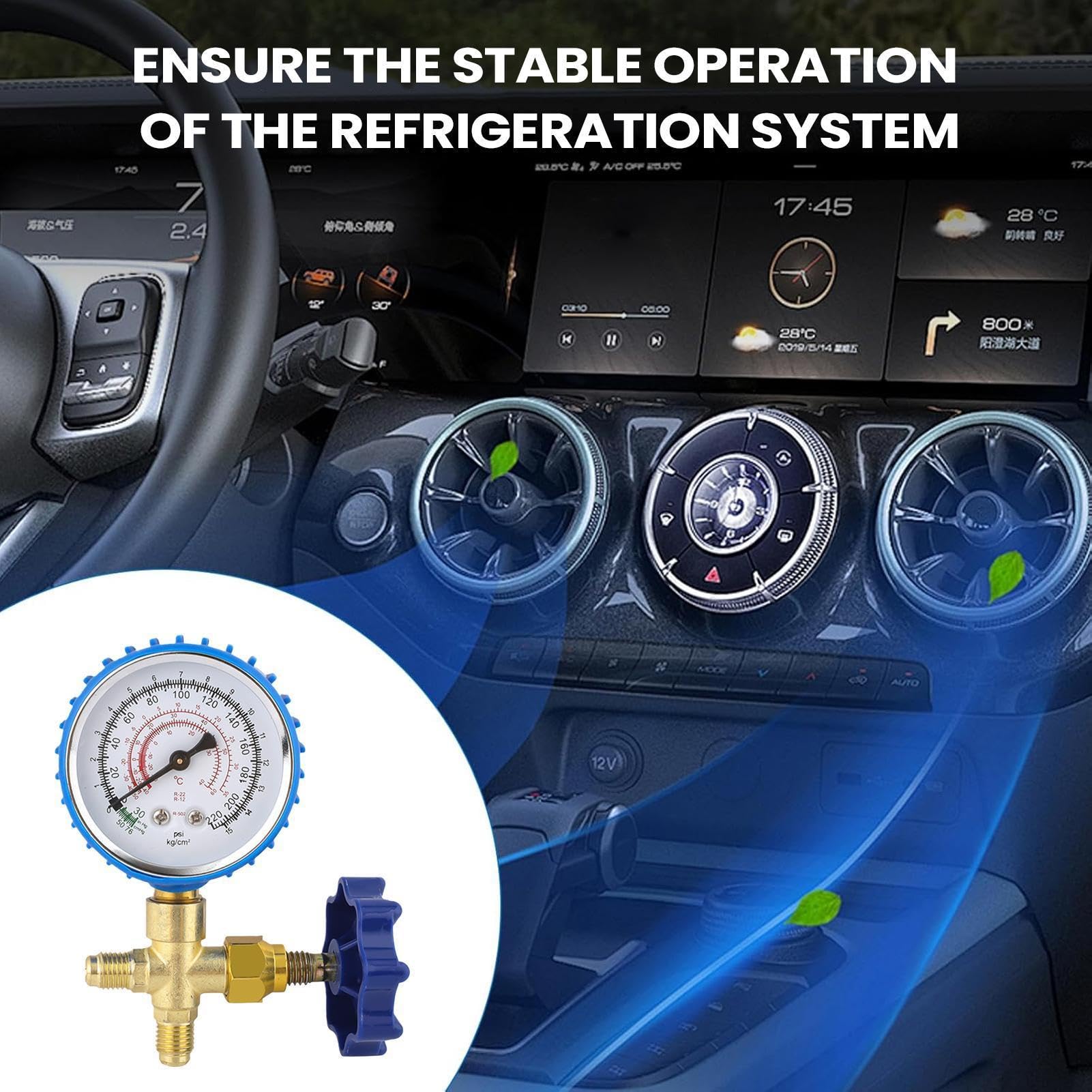 Manometro di pressione per condizionatore d'aria, anti-perdite, ispessimento di precisione, manometro di pressione per CA, per tecnici di riparazione, casa, auto, ufficio, hotel
