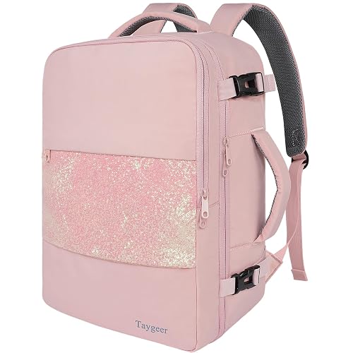 Taygeer 35L Personal Item Travel Backpack Pink Glitter