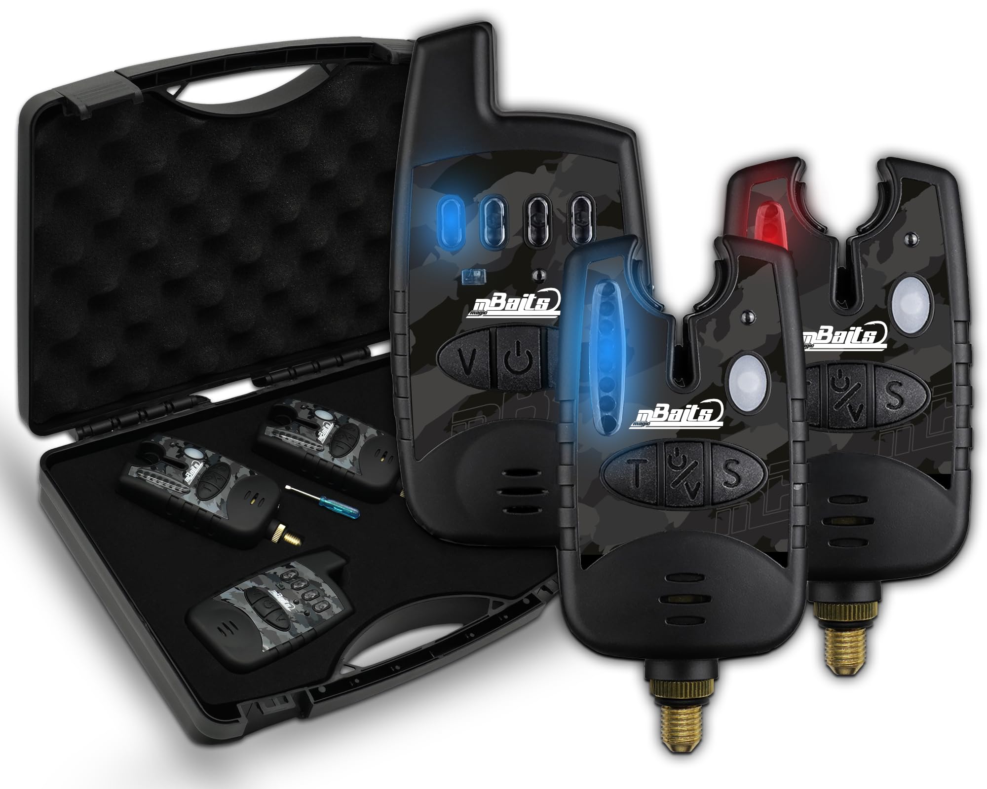 Angel-Berger Magic Baits M2+1 Set de détecteurs de touche sans fil avec mallette pour la pêche à la carpe