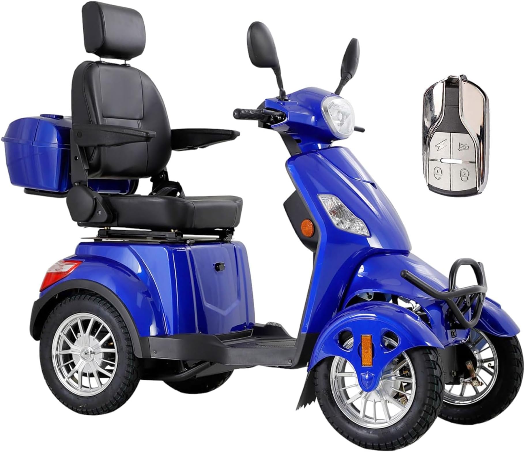 Mobility Scooters for Adults & Seniors, Heavy Duty 4-Wheel 3 Speed Medical Electric Powered Device 800W All Terrain, Elderly w/Rear Lockbox & Adjustable Seat Blue