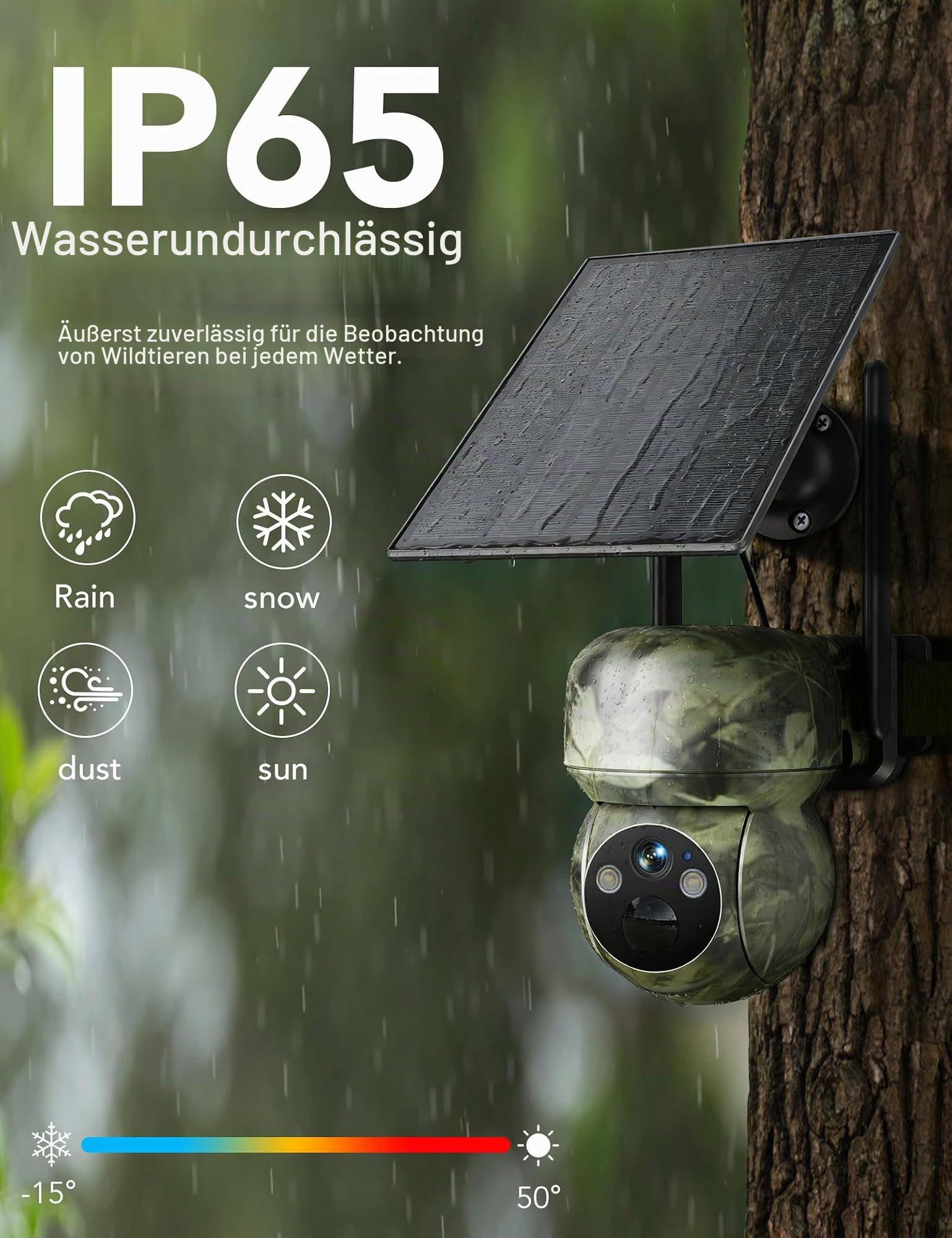 GNCC 4G LTE Wildkamera mit SIM Karte＆32GB SD Karte, 2K Solar Wildkamera mit Handyübertragung App mit Bewegungsmelder Nachtsicht, 300 MB di Dati Gratuiti, IP65 Wasserdicht, Monitoraggio a 360°