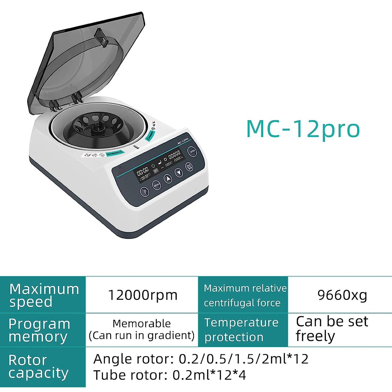 Centrífuga de laboratorio, máquina de microcentrífuga con tapa transparente para laboratorio de centrífuga de plasma, velocidad ajustable de 12000 rpm y temporizador, 2 rotores para separación de