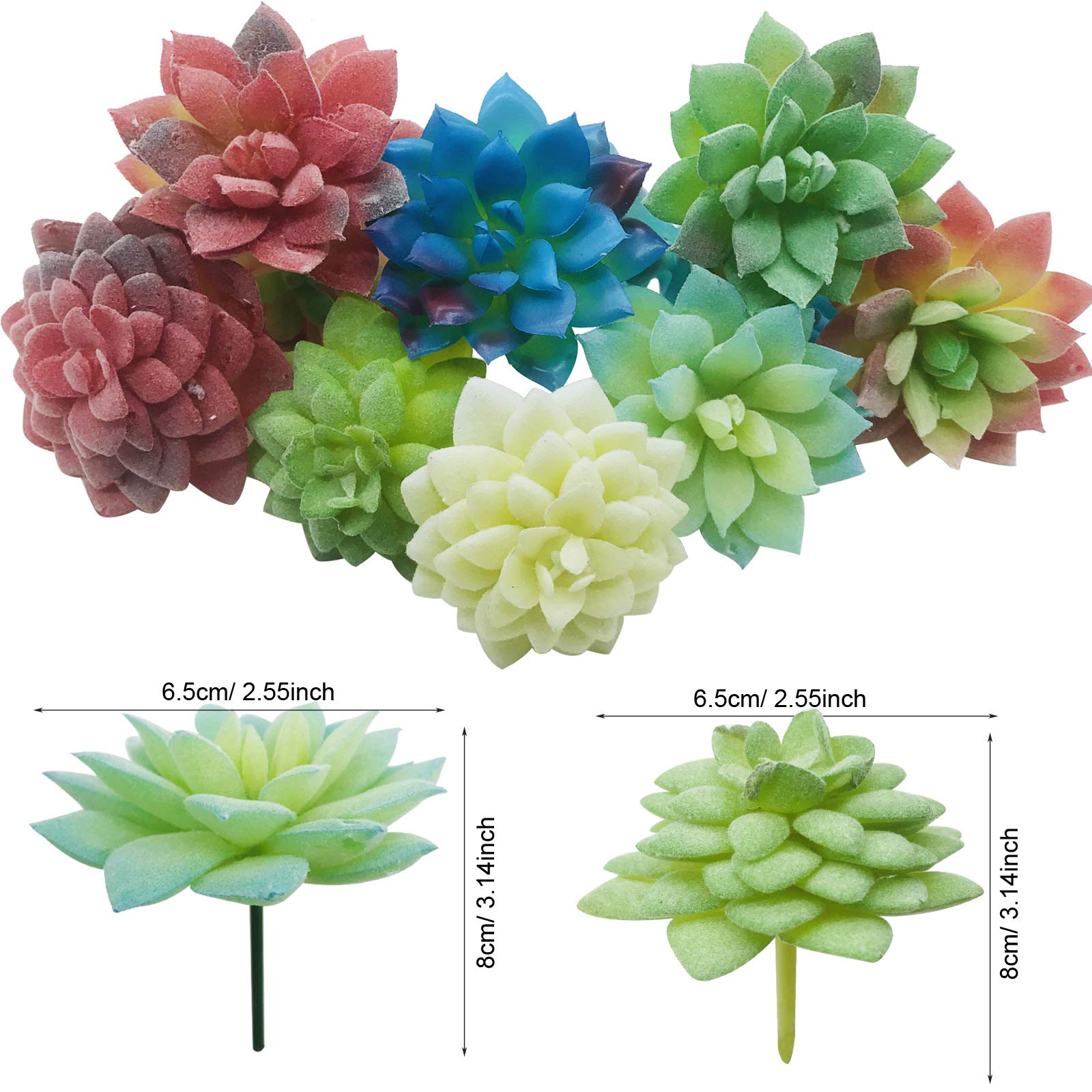 Cayway 20 stuks kunstmatige vetplanten plectrums romige witte kunstmatige vetplanten, nep vetplanten assortiment in gevlokt in verschillende soorten voor binnen en buiten woondecoratie bloemstukken