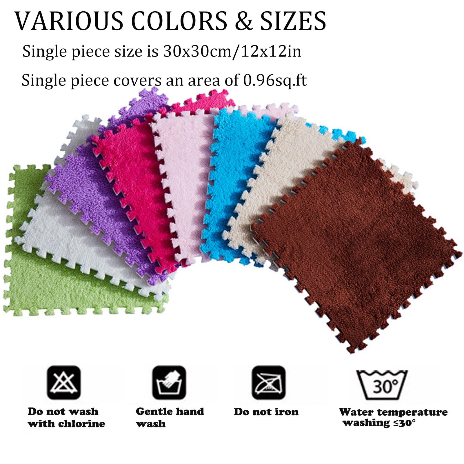 Tappeto ad Incastro Splice 16 Pezzi Tappeto Puzzle in Schiuma ad Incastro, Tappeto Quadrato in Schiuma, Tappeto Patchwork soffice e soffice,White+Gray+Pink