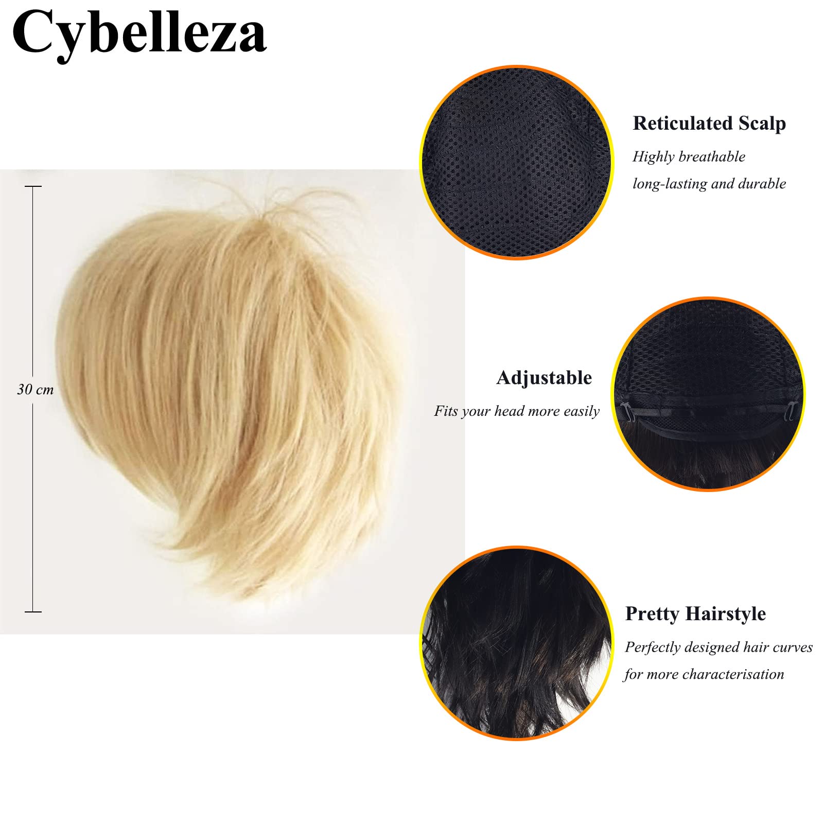 Krótka peruka z syntetycznymi włosami blond, kręcone, proste, warstwowe, puszyste, syntetyczne peruki na imprezę, peruki z czepkiem, blond