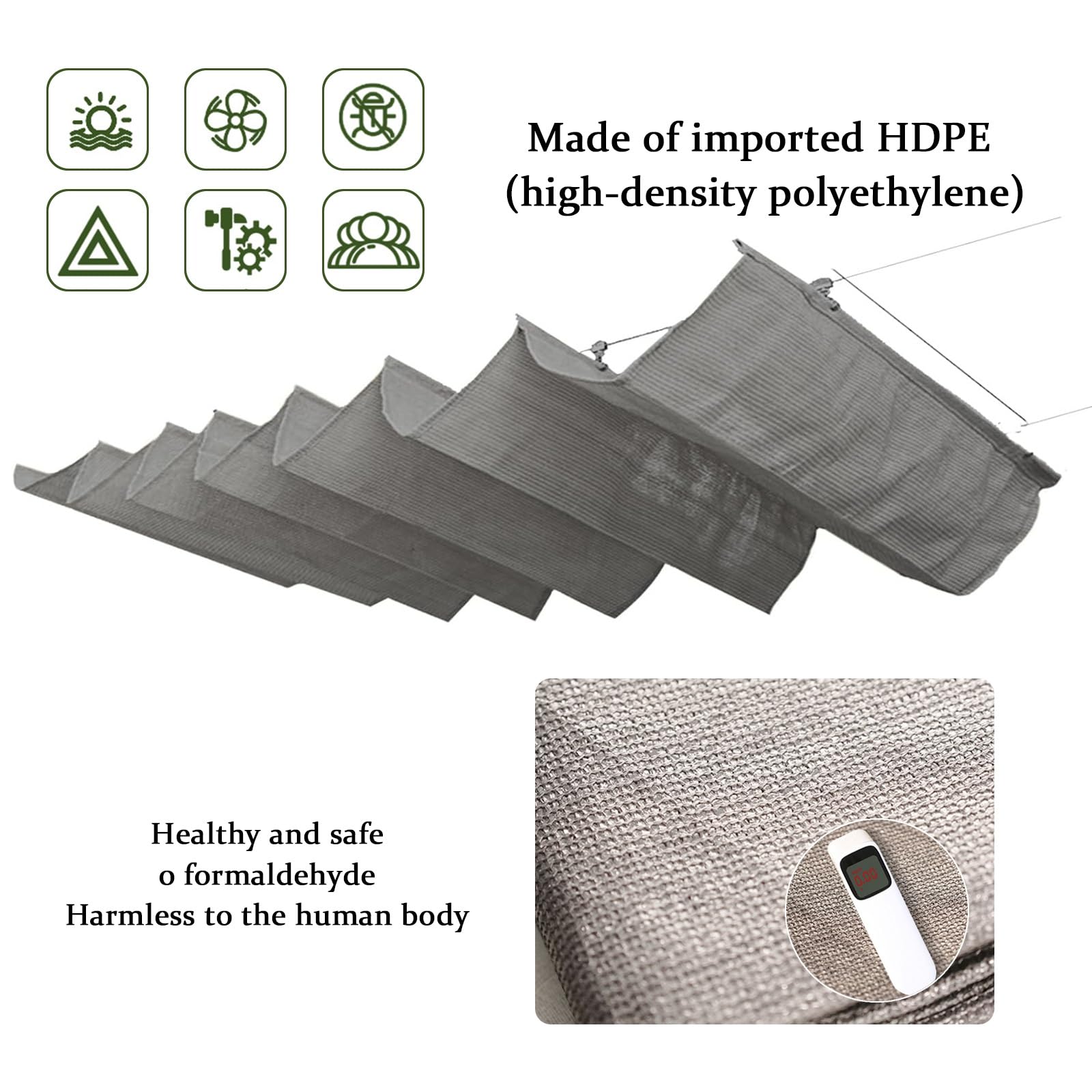 Voile d'ombrage rétractable en forme de U, anti-UV pour une utilisation polyvalente sur les patios, terrasses, arrière-cours et jardins