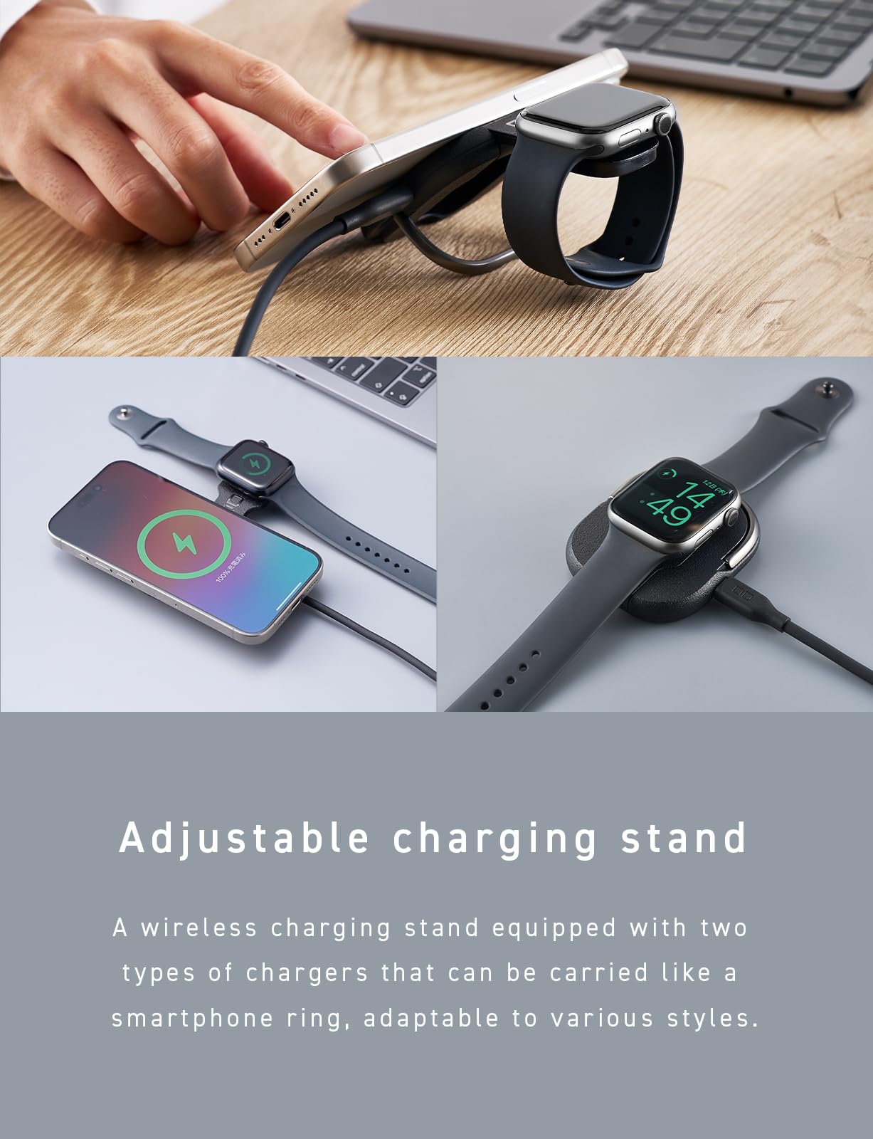 CIO NovaWave 3-in-1 Foldable Wireless Charger for iPhone, Apple Watch, AirPods - Magnetic Portable Charging Station, Compact Travel Charger for Multiple Devices, MagSafe-Compatible (Black)