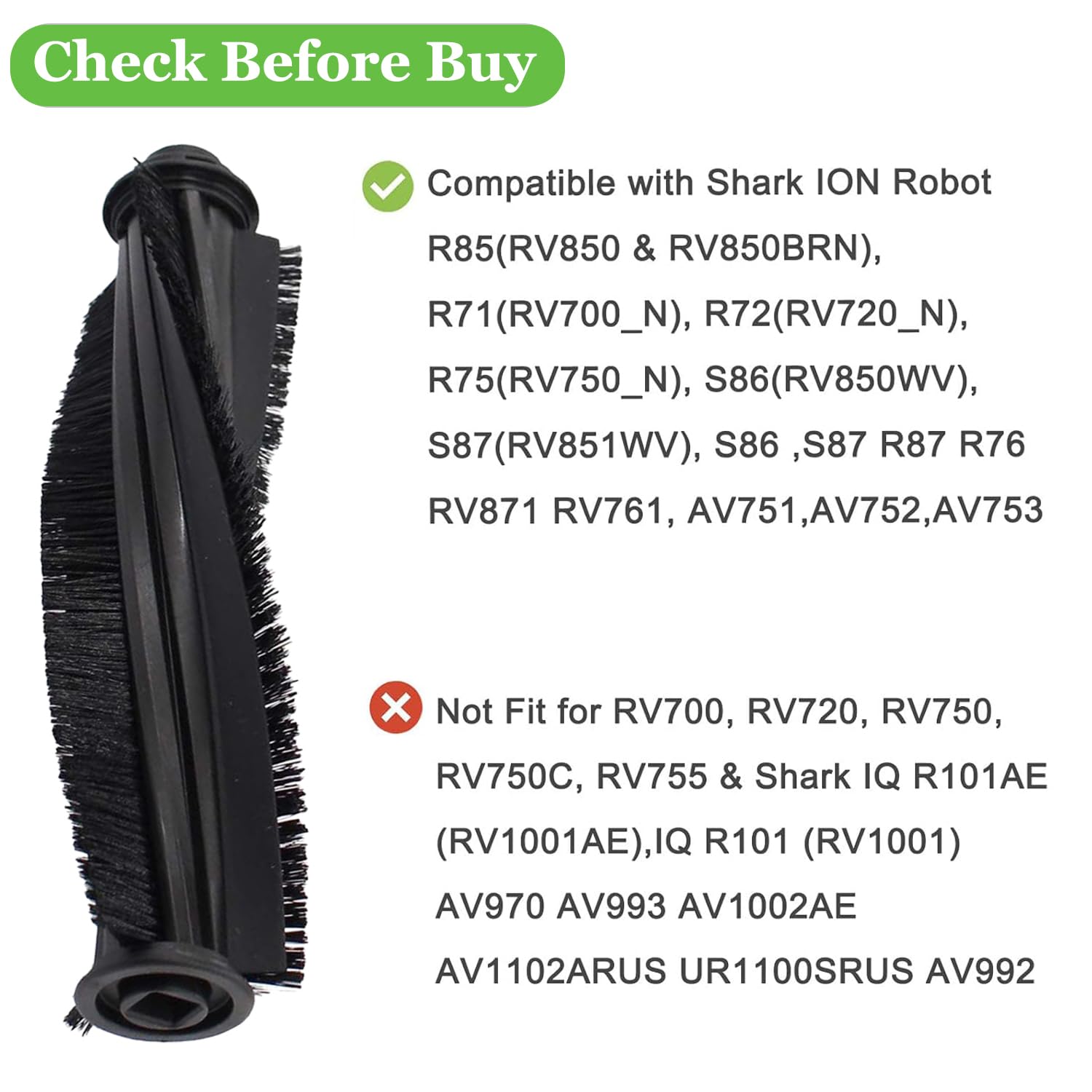 ZXHUANGOH Main Roller Brush for Shark ION AV753 AV752 AV751 R85 RV850 S86 S87 S88 R71 R72 R75 RV761 RV771 RV871 ION Robot Vacuum Cleaner Replacement Accessories