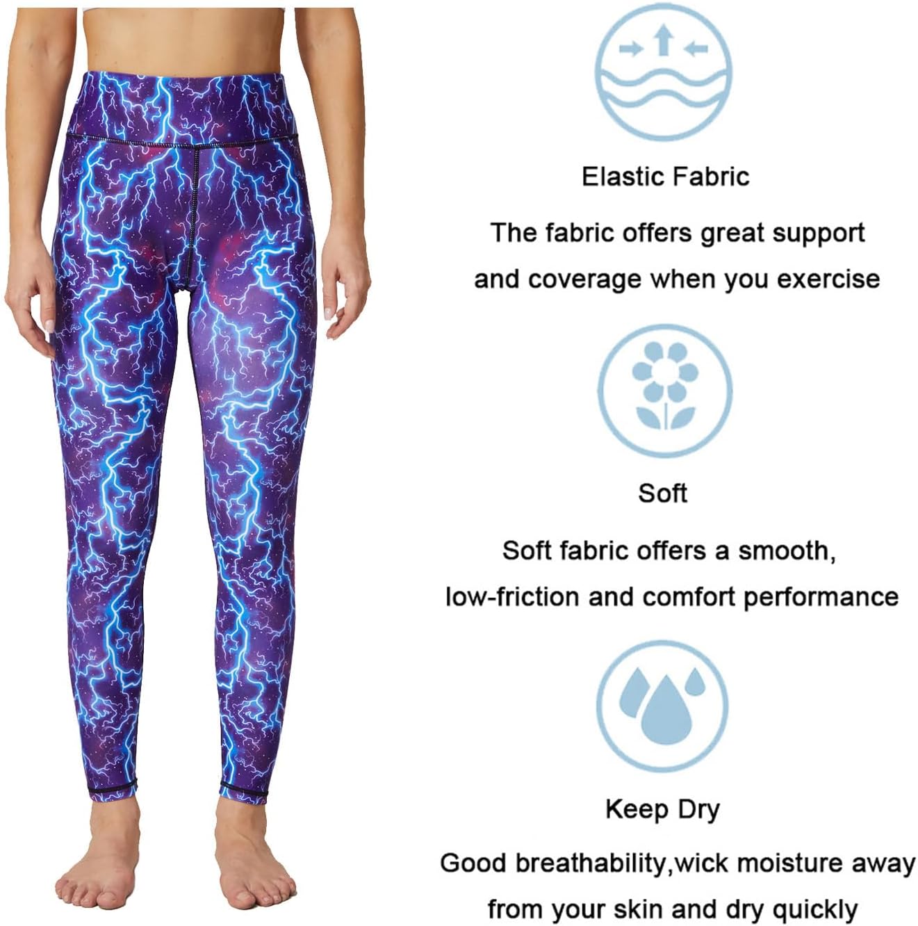 UIUO-UIPEU Women's Printed Yoga Pants with Pockets 7/8 Workout Leggings for Women Tummy Control Compression Leggings
