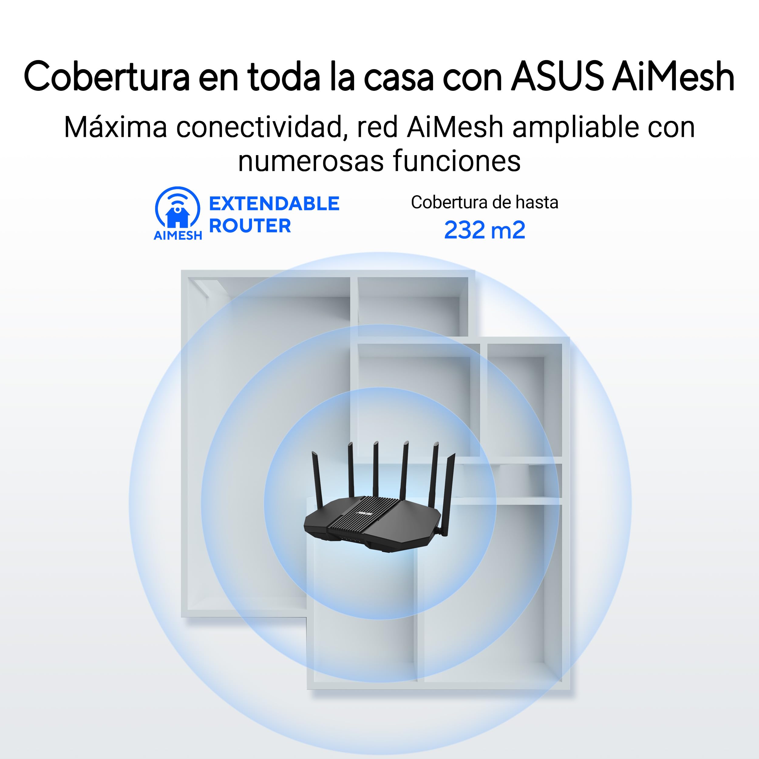 ASUS RT-BE90U - Router AiMesh BE9400 WiFi 7 de Triple Banda | 320 MHz, 4K-QAM, MLO, Cuatro Puertos de 2,5 G, Seguridad de Red de Nivel Profesional y Controlador de Hogar Inteligente