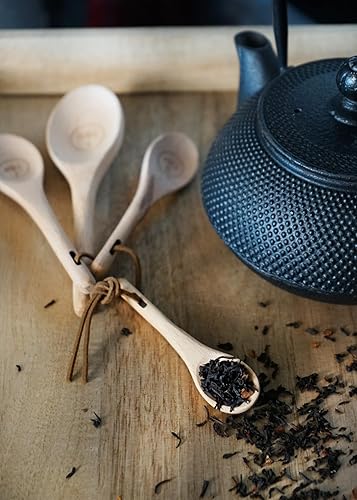 Miniatura 5 de Nacterra Tazas y cucharas medidoras de madera, ecológicas, de madera natural reutilizable, 4 tazas medidoras, 4 cucharas medidoras, juego de 8