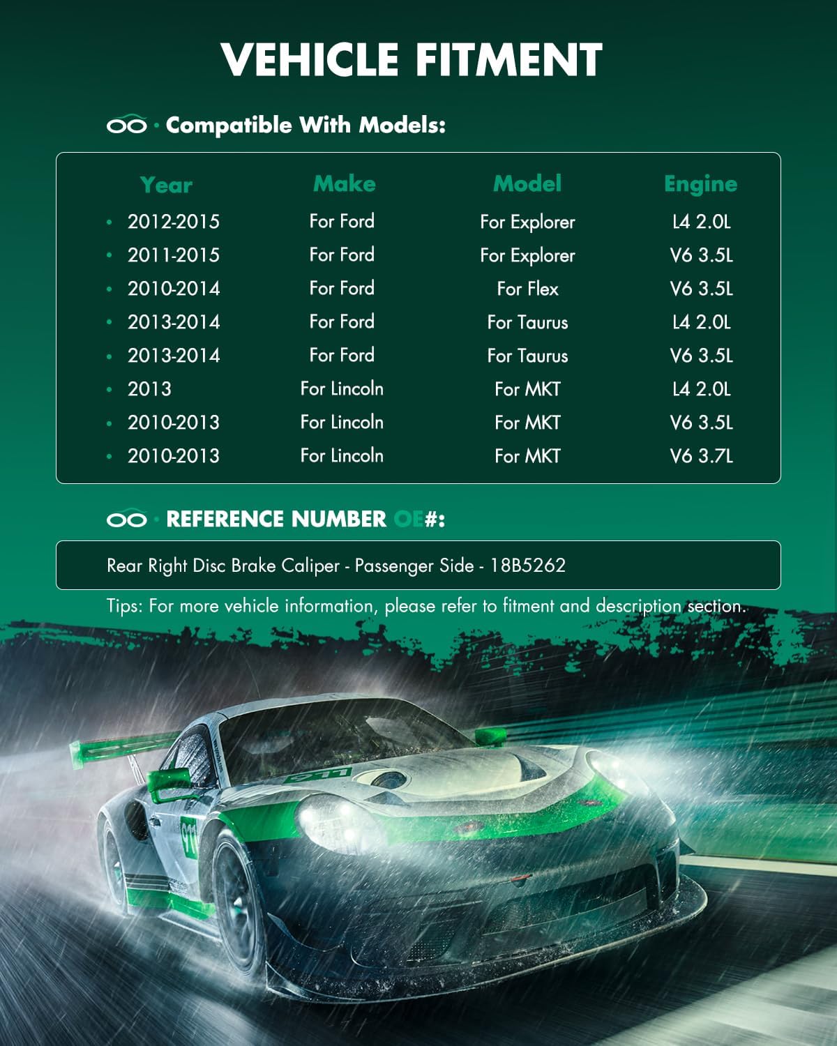 SCITOO 18B5262 Brake Piston Caliper Fit For Ford For Explorer 2011-2015 For Ford For Flex 2010-2014 For Ford For Taurus 2013-2015 For Lincoln MKT 2010-2014