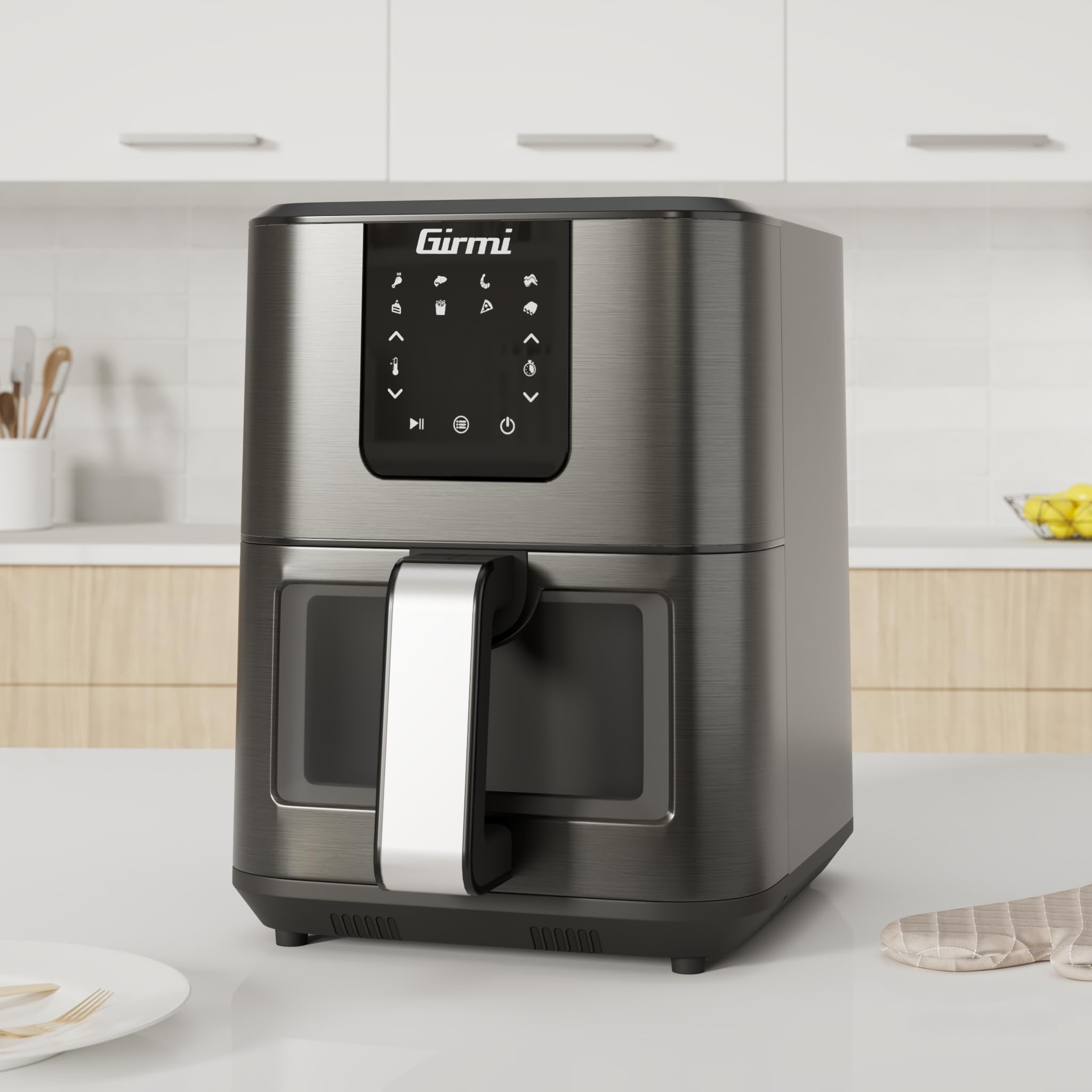 Girmi Friteuse à air Girmi FG79 Ecofrit 9L, 1700 W, 9 litres XXL, 8 programmes, Affichage numérique, BPA-PFOA Safe, Éclairage intérieur, Minuterie, Livre de recettes inclus
