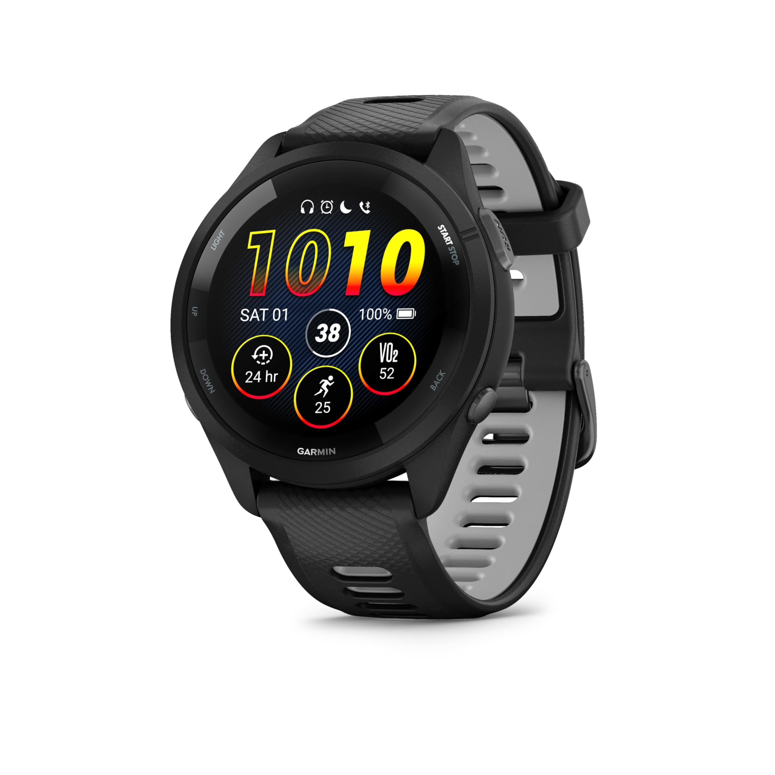 Forerunner 265 GPS 46mm Running Smartwatch, AMOLED Touchscreen, Advanced Training & Insights, Training & HRV Status, Safety & Tracking Features, Music, up to 13 days Battery Life, Black