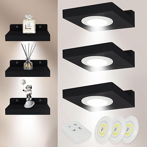 Juego de 3 estantes flotantes pequeños para pared, estante pequeño de 6 pulgadas, organizador de montaje en pared, estante colgante de madera para