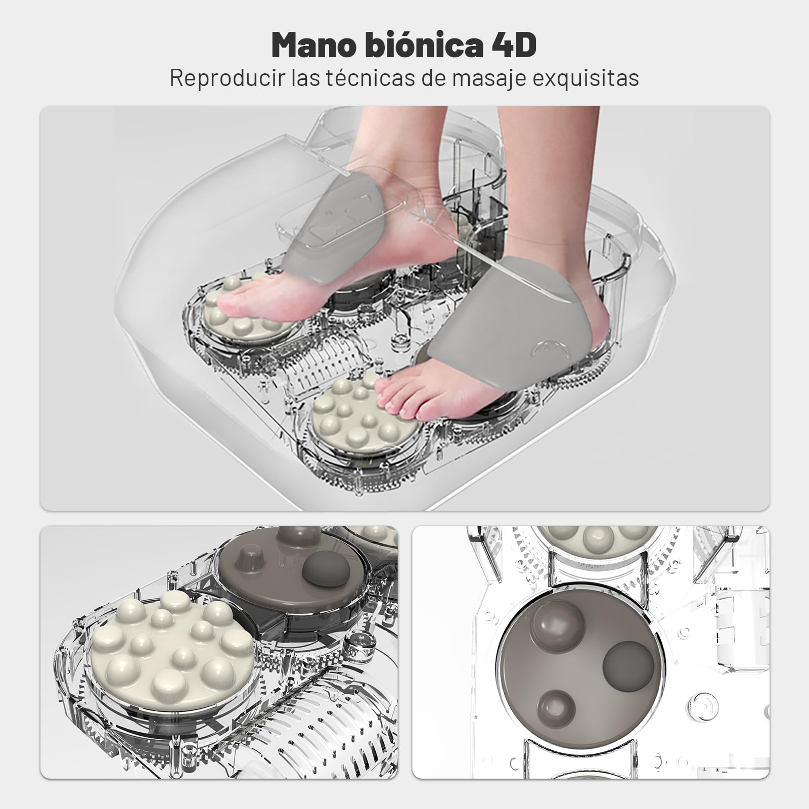 Masajeador de pies Shiatsu BeSokar​​ con mando a distancia, función de masaje de amasado 6D, rodillos y compresión neumática, 3 niveles de intensidad para músculos y plantas de pies cansados, terapi