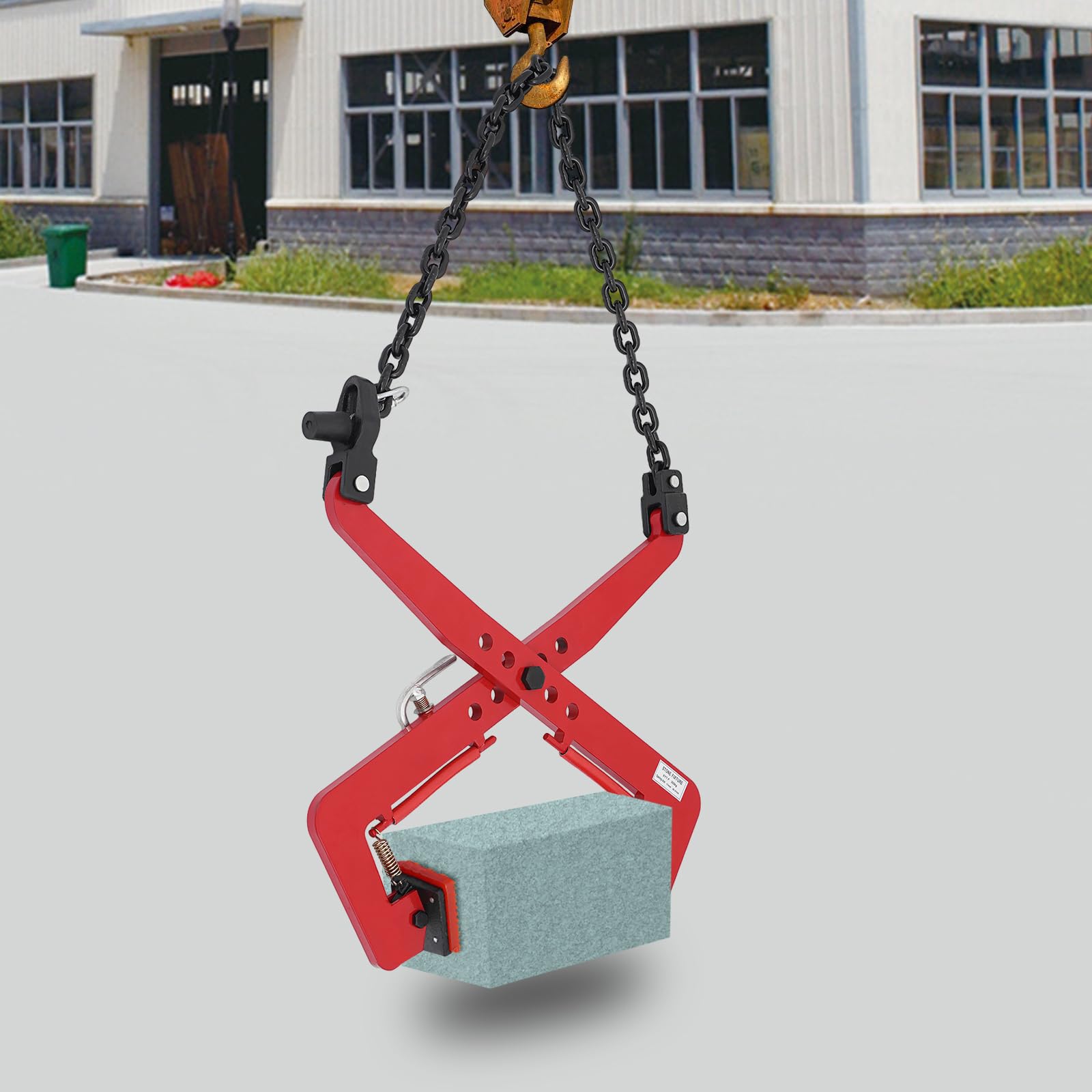 Steinzange 350kg, Verstellbare Bordsteinzange, Steinklemme für Transport Heben, Öffnung 30-51cm, Rot
