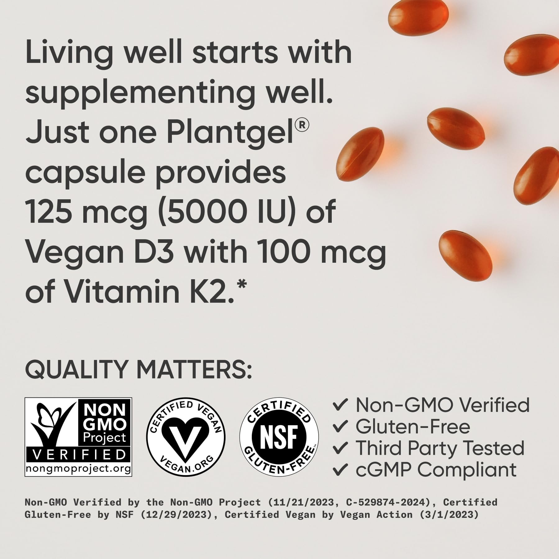 Sports Research® Vegan Vitamin D3 + K2 w/Coconut Oil, 30 Count Plantgels™ — Amazon image 4
