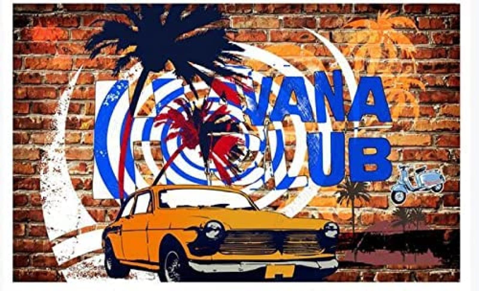 Nostalgische Graffiti Ziegelwand Hip Hop Havana Club Graffiti Hintergrundwand Tapeten Wohnkultur Fototapete 3D Effekt Wohnzimmer Schlafzimmer Kinderzimmer-400Cm×280Cm