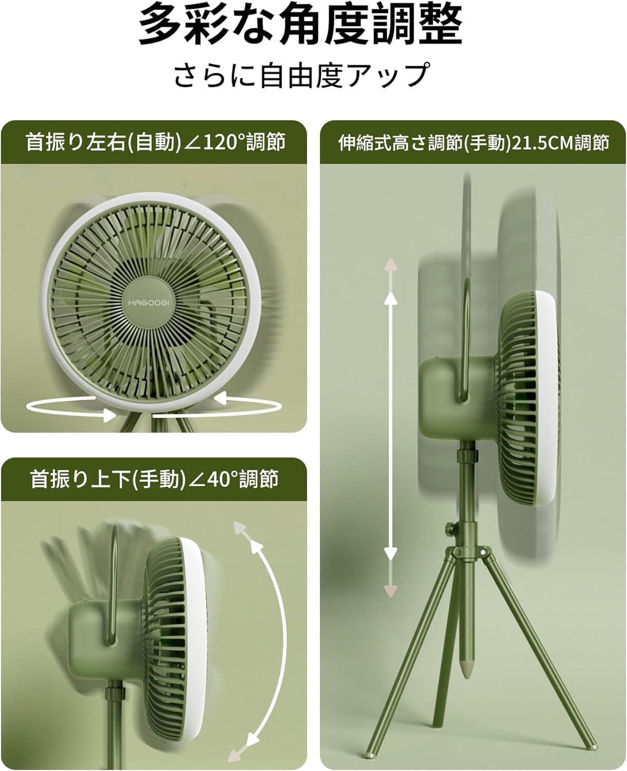 Amazon.co.jp: 【2026改良モデル】HAGOOGI キャンプ 扇風機 アウトドア
