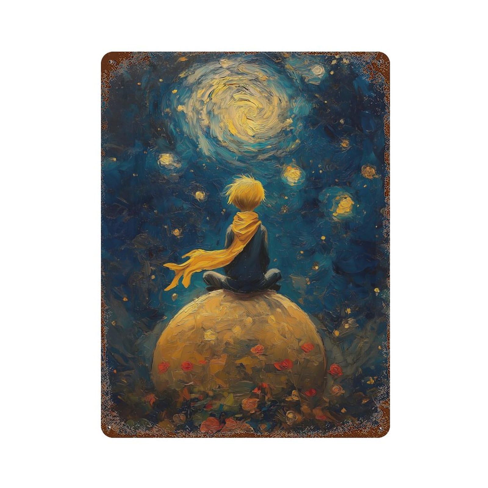 Distressed Metal Wall Sign Keeper of Planets 15.7"x11.8", Vintage Wall Decor for Garage, Bar And Workshop Decor