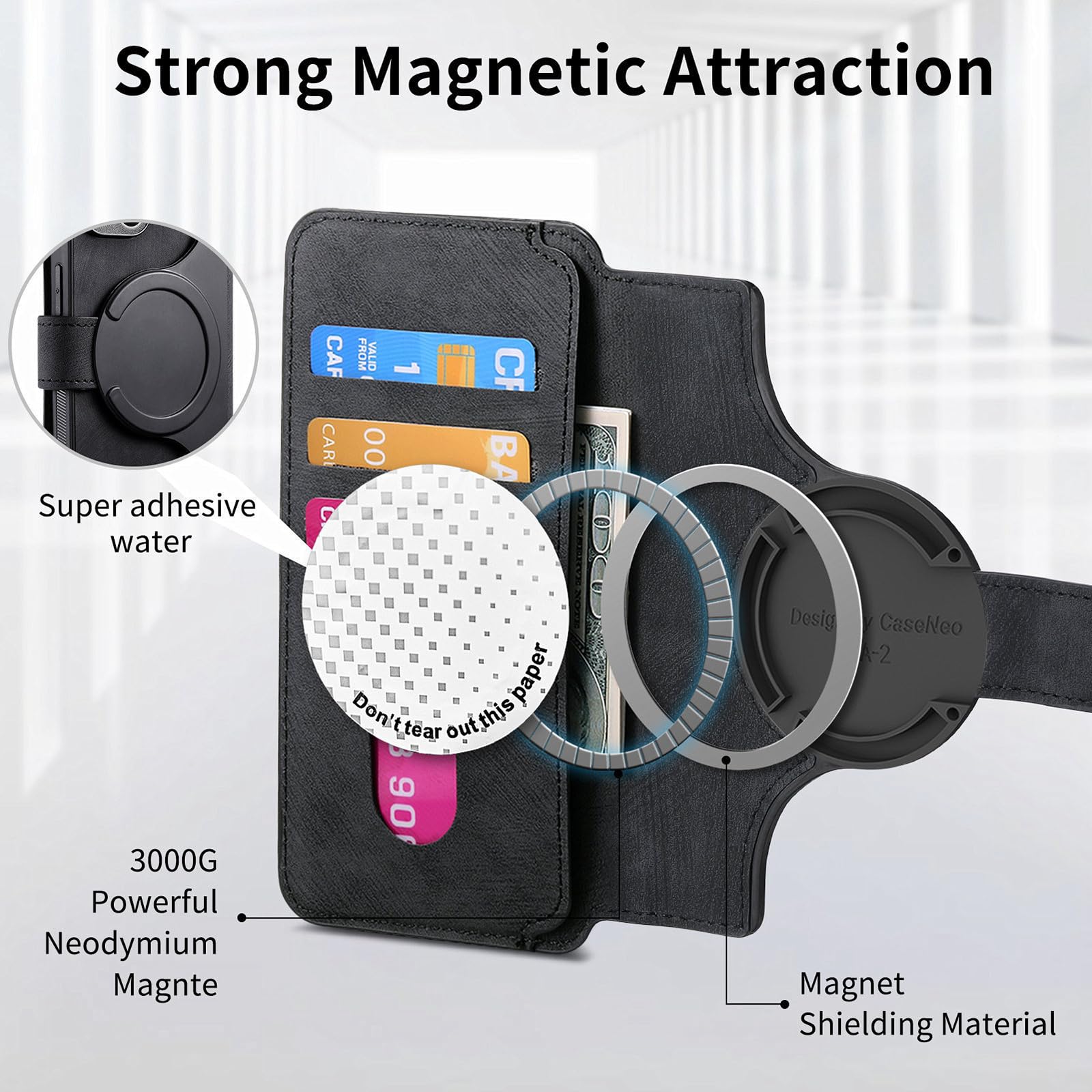 Etui z klapką do Samsung Galaxy S25 Ultra/S25 Plus/S25, ultracienkie magnetyczne etui na telefon etui na karty blokujące RFID, skórzane etui, czarne, S25 Ultra