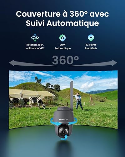 Reolink 4K Camera Exterieur sans Fil 4G, 360° Suivi Auto, Go PT Ultra Gris - 2