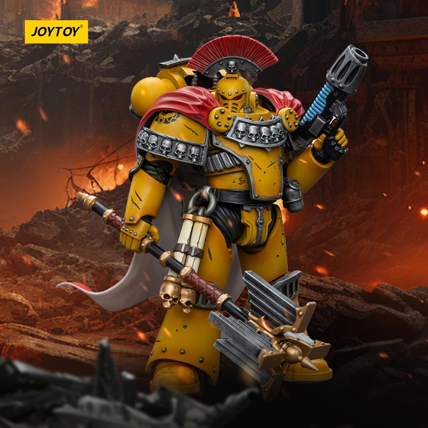 JOYTOY JT9039 40K 1/18 Action Figure Toy, Imperial Fists Legion Chaplain Consul, 4-inch Gift for Action Figure Lovers & Collectors Above