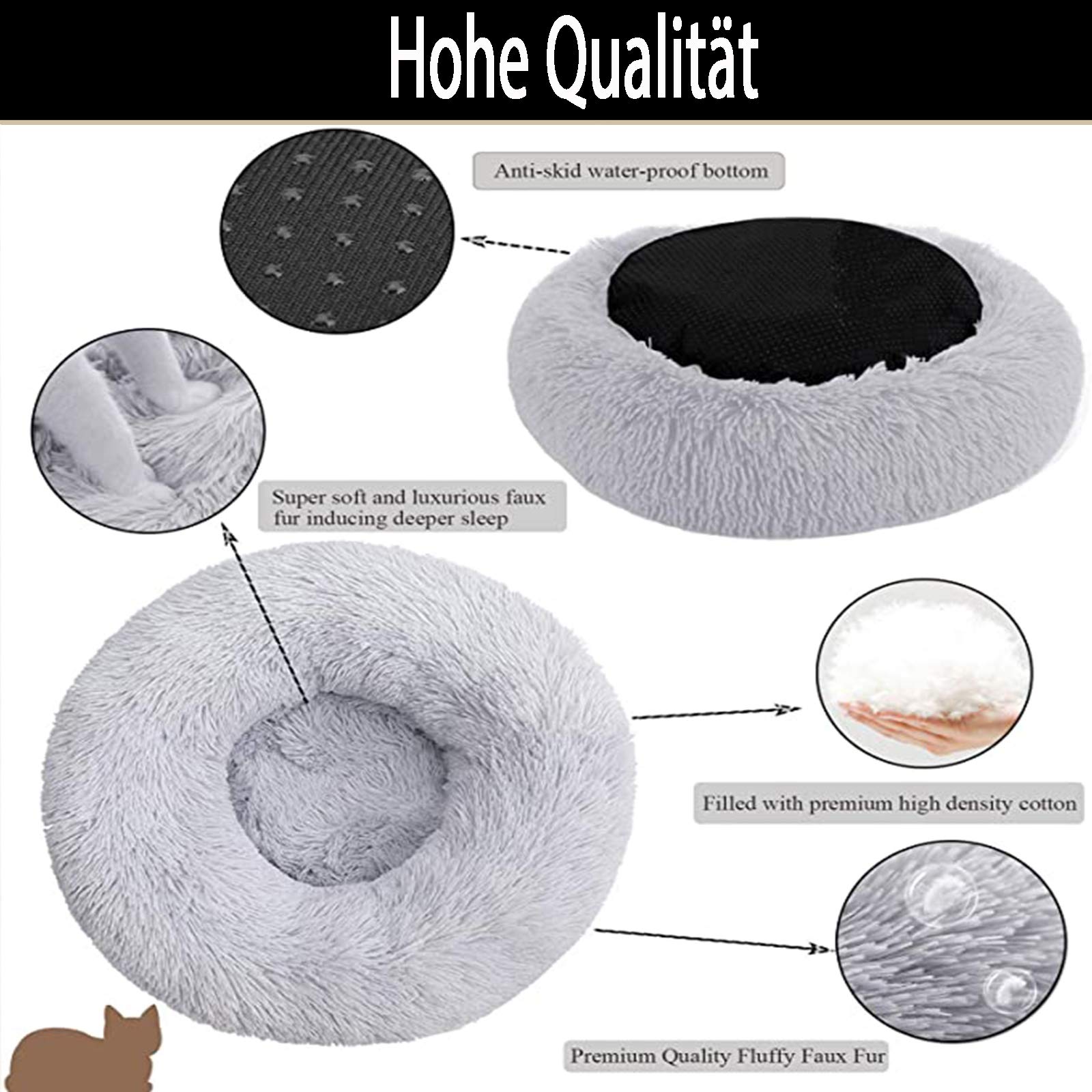 LINRUI Hundebett XXL – Orthopädisches Donut-Sofa Mit Memory Foam, Waschbar, Kuschelig Weich