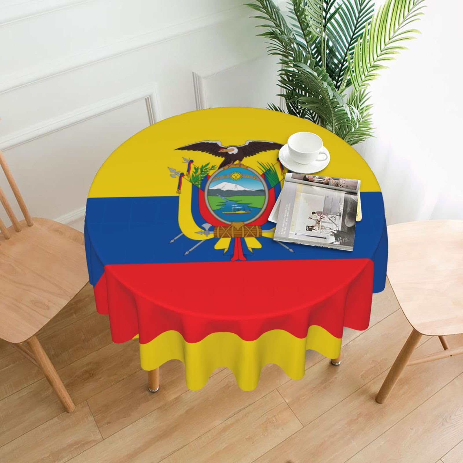 WHJSSF Flag of Ecuador Prints Round Decorative Tablecloth 60in - Elevate Your Dining Experience with a Stylish & Protective Table Throw