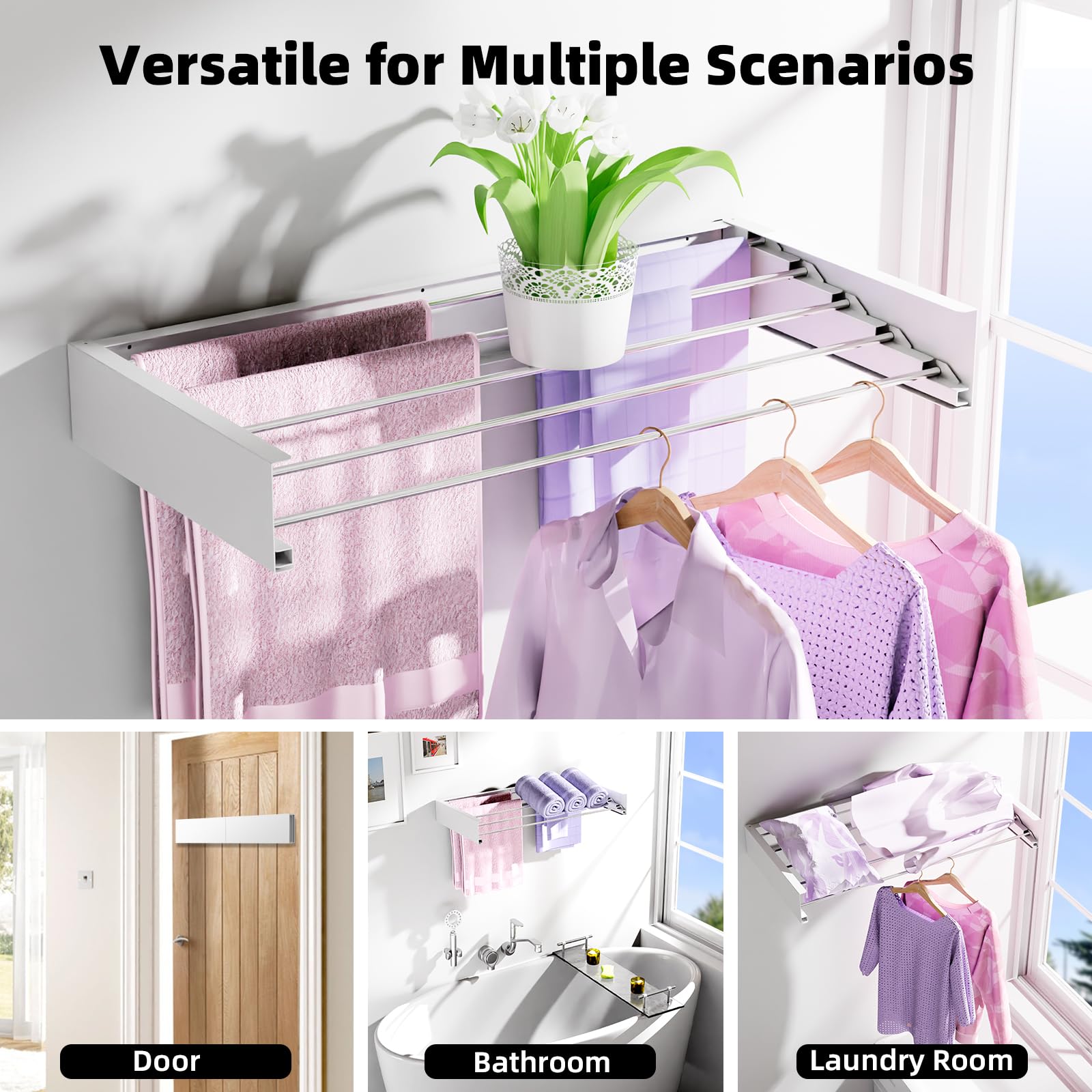 Laundry Room Drying Rack Yamagahome Clothes Drying Rack Wall Mounted ...