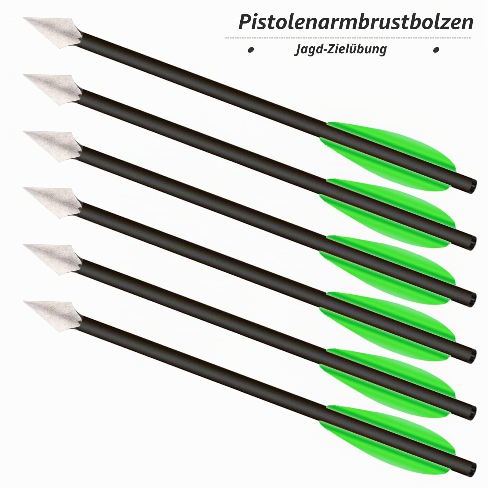 6,3" Carbon Armbrust Bolzen Pfeile mit Jagdspitzen für 50-80lbs Pistolenarmbrust Präzisionsziel, Mini Armbrustpfeile Pistole Armbrust Carbon Bolzen für Schießübungen und kleine Jagd