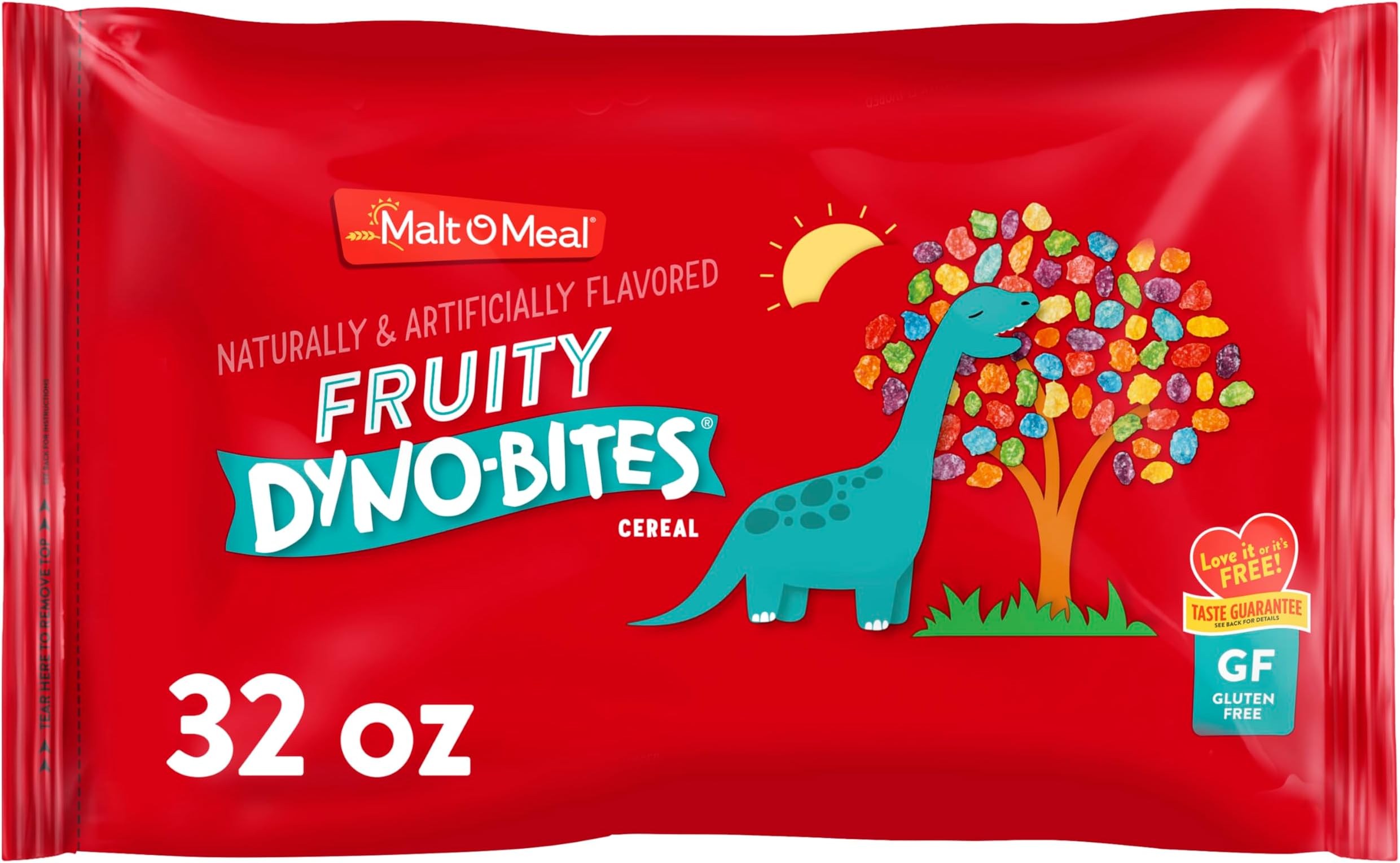 Fruity Dyno Bites Cereal, Gluten Free Breakfast with Fun Flavor, 32 oz Resealable Bag