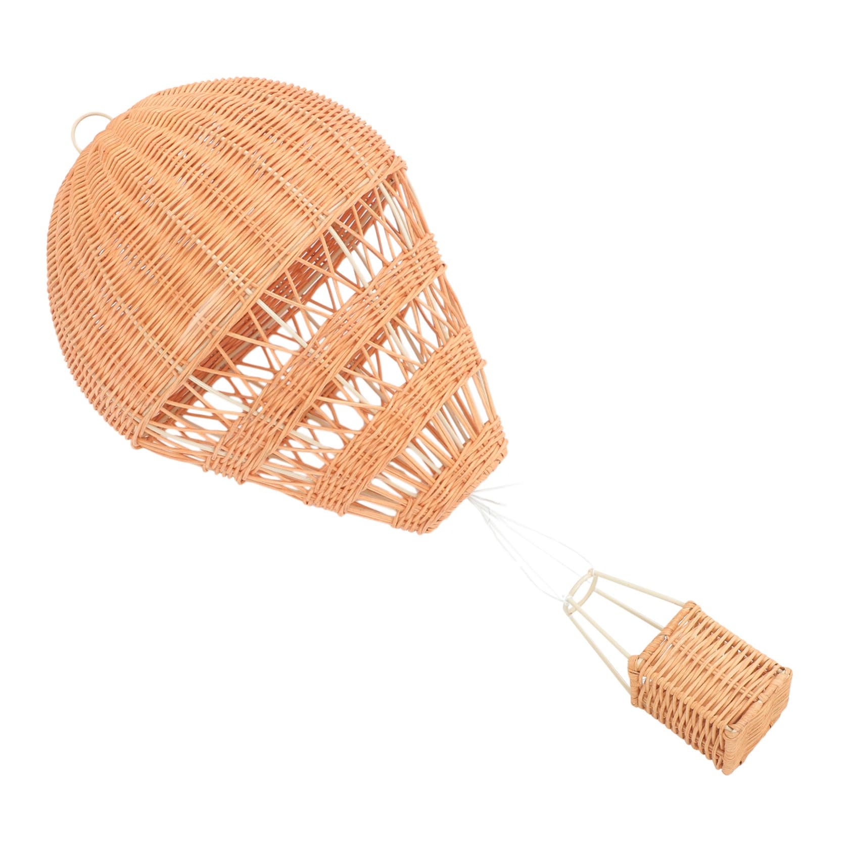 Montgolfiere rotin tresse decoration suspension beige pour chambre enfant