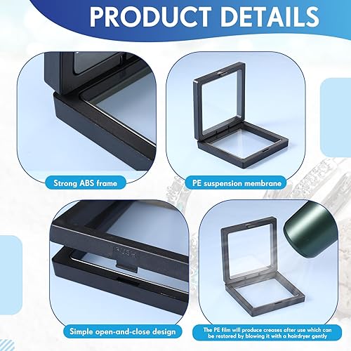 Miniatura 4 de 60 piezas de vitrina flotante 3D de polietileno para joyería, caja de almacenamiento de monedas, marcos de exhibición para monedas antiguas, conchas