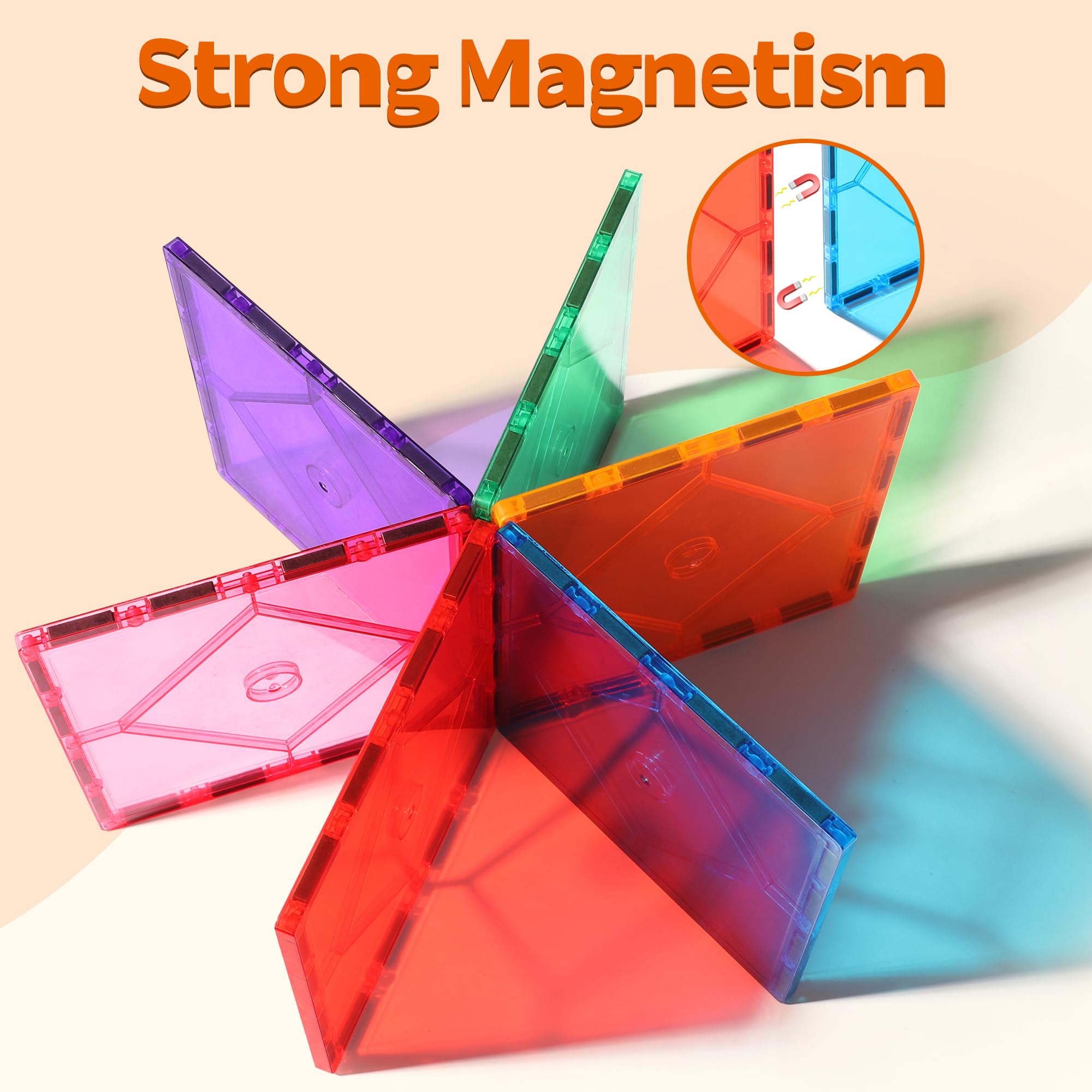 4 Piece Large Square Shape Magnetic Tiles Kids Toys, Magnetic