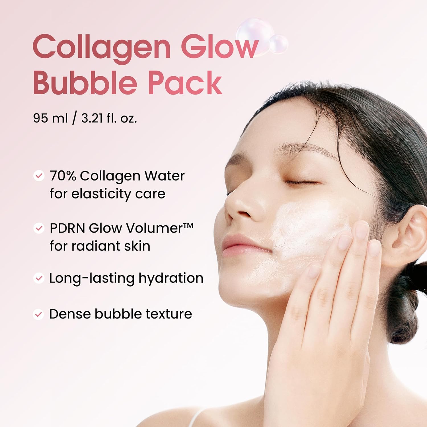 Celare Collagen Glow Bubble Pack | 30s Bubble-to-Glow Firming Serum | PDRN + Niacinamide+ 700,000 ppm Low-Molecular Collagen Water | Peptide & Protein Complex for Firmer Skin | 95 ml / 3.21 fl. oz.
