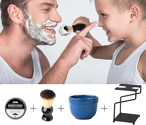 Miniatura 2 de Juego de cepillo de afeitar y cuenco de afeitar recto, juego de cuenco de afeitar y cepillo de afeitar, juego de brochas de afeitar, tazón de crema