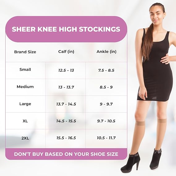 GABRIALLA Sheer Knee High Compression Socks for Women, Medical Grade Calf Knee Highs, Graduated Firm Compression 20-30 mmHg, Improve Blood Circulation, Prevent & Treat Varicose Veins, Closed Toe
