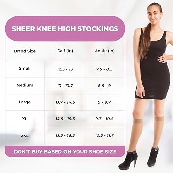 GABRIALLA Sheer Knee High Compression Socks for Women, Medical Grade Calf Knee Highs, Graduated Firm Compression 20-30 mmHg, Improve Blood Circulation, Prevent & Treat Varicose Veins, Closed Toe