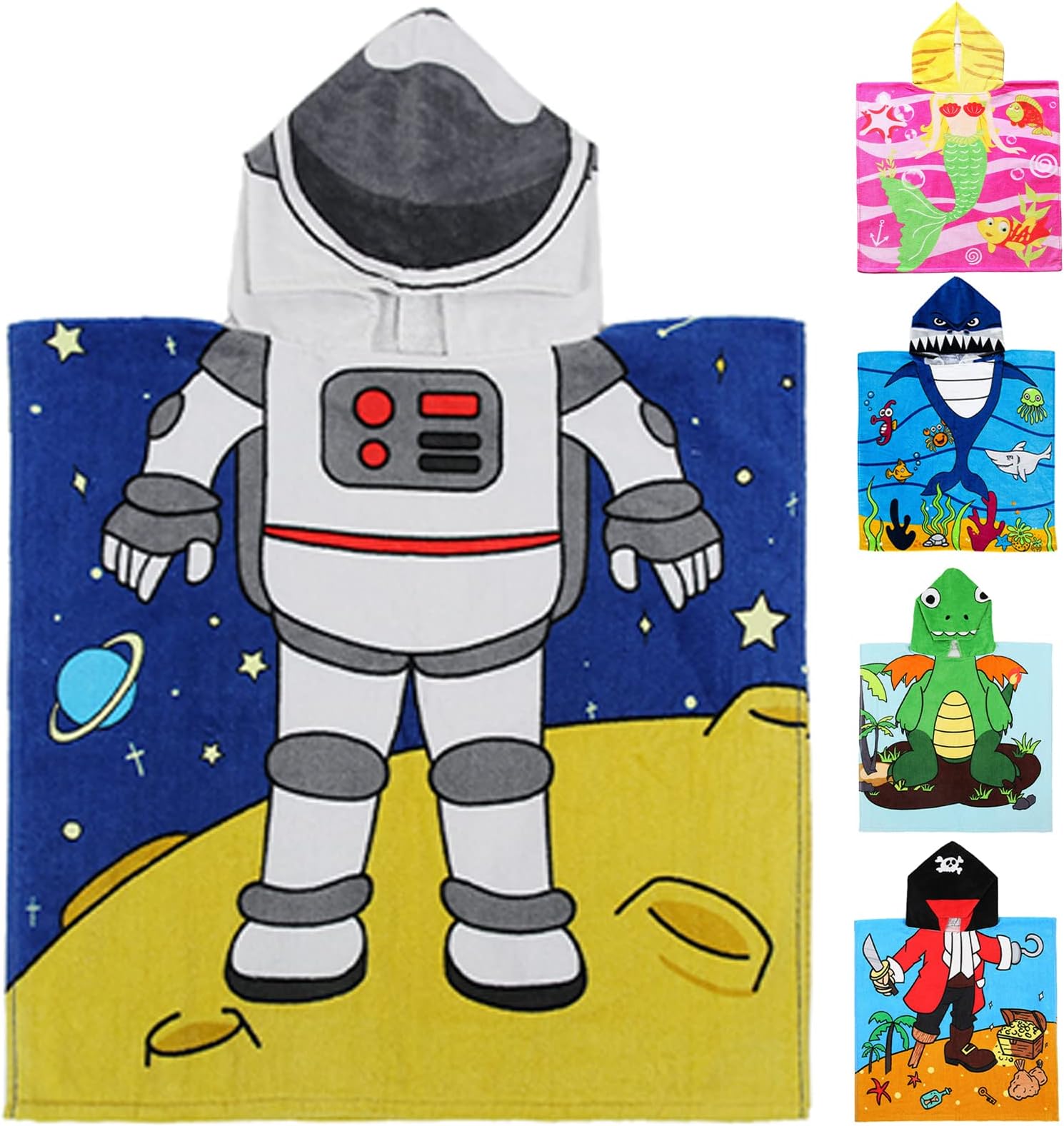 Shark Hooded Towels for Kids, Poncho Beach Towels for Kids