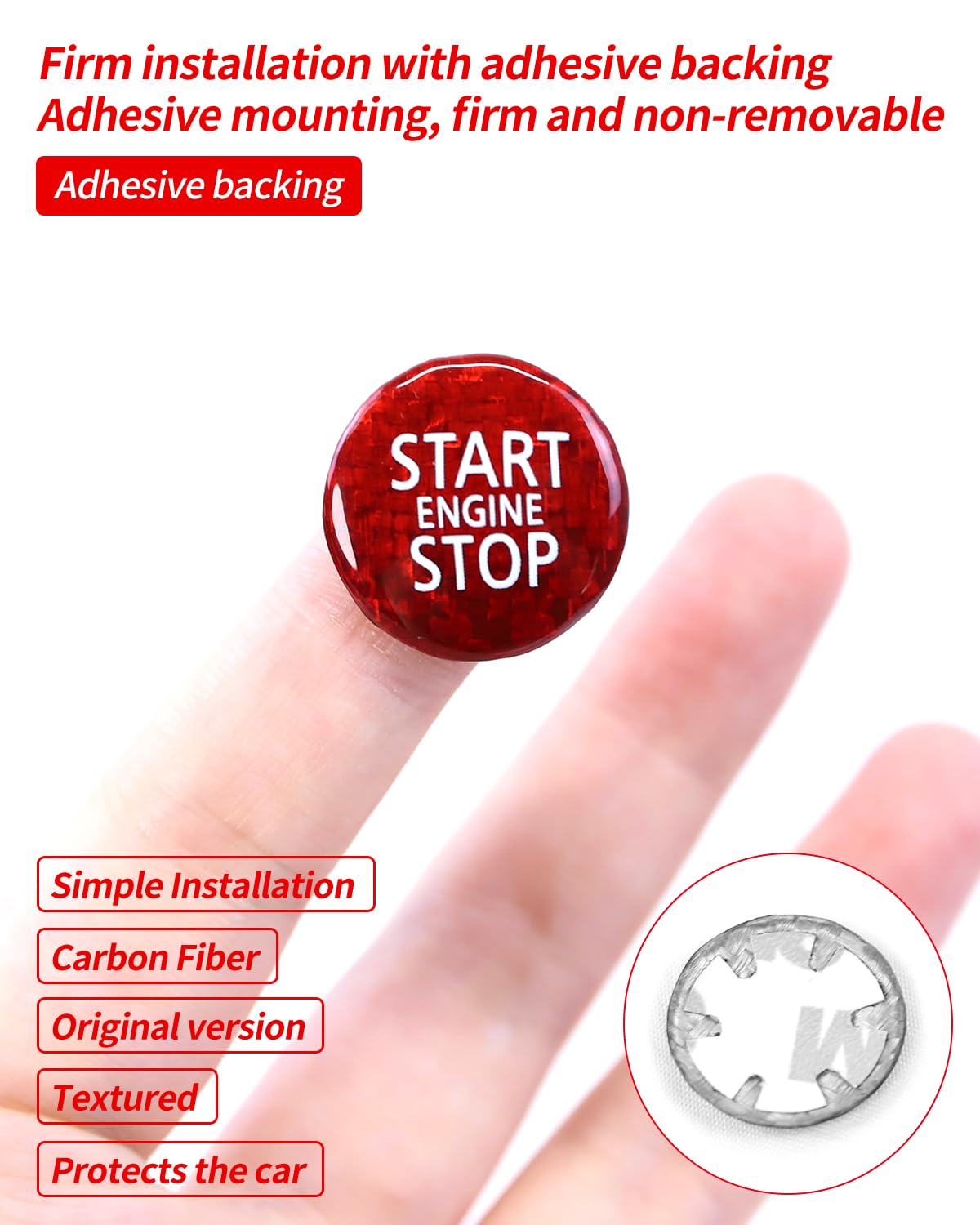 Czerwony samochód z włókna węglowego silnik start stop wewnętrzny przycisk wykończenia naklejki pokrywy, dla Mini Cooper R55 R56 R57 R58 R59 R60 R61 akcesoria 2007-2016