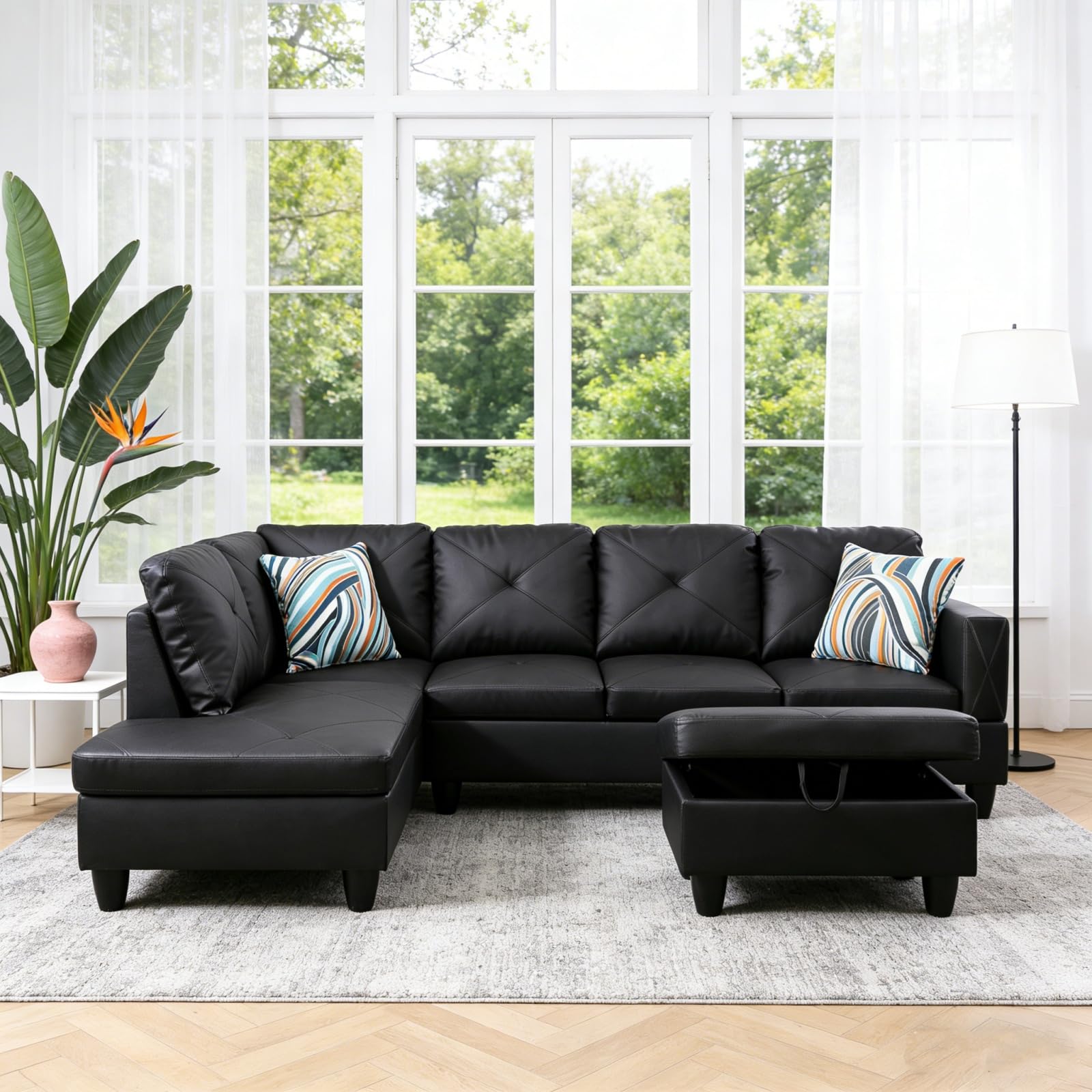Photo 1 of Trygoal L-Shape Sectional Sofa with Storage Ottoman