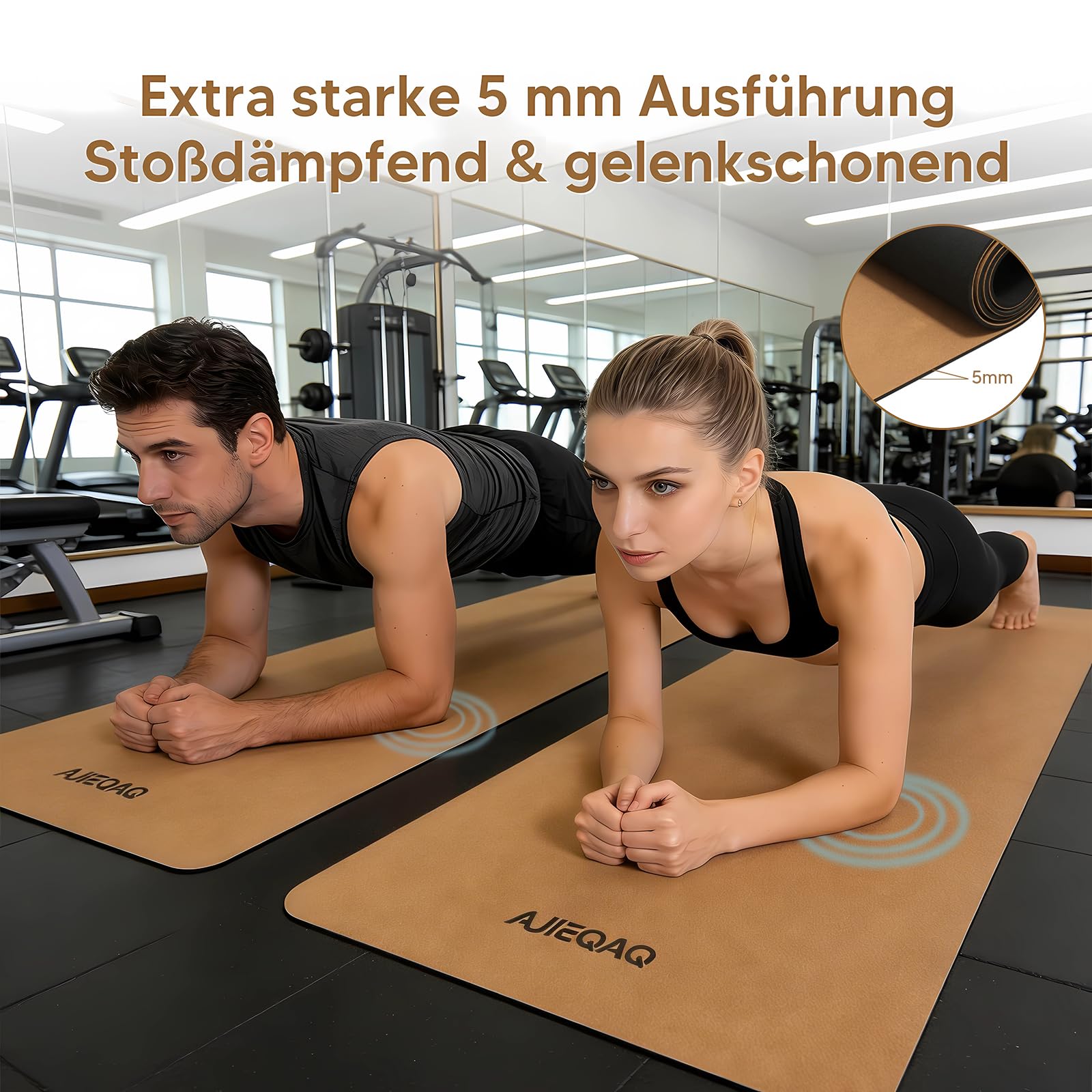 Premium Kork Yogamatte aus Naturkautschuk - Extra Breit (183x80 cm) & 5mm Dick - Rutschfeste XXL Fitnessmatte für Yoga, Pilates & Gymnastik - Gelenkschonend & Formstabil