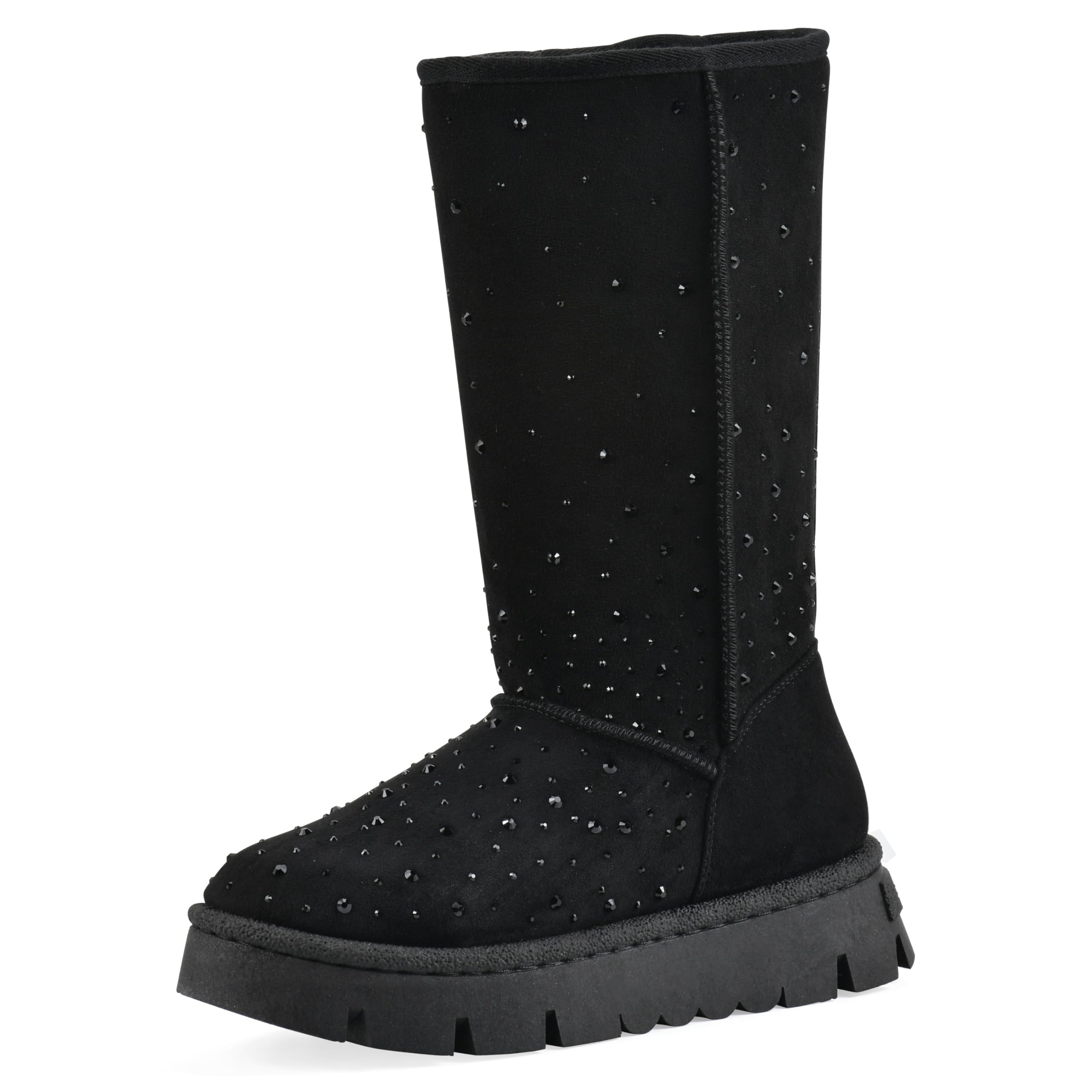 White Mountain Womens Tripp Rhinestoned Lined Platform Tall Shaft Boot