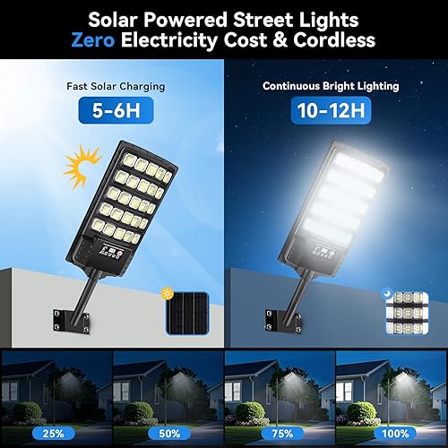 Miniatura 5 de Solar Street Lights Outdoor Waterproof, 20000LM 6500K Motion Sensor LED Flood Lights, Dusk to Dawn Solar Lights with Remote, Solar-Powered Parking