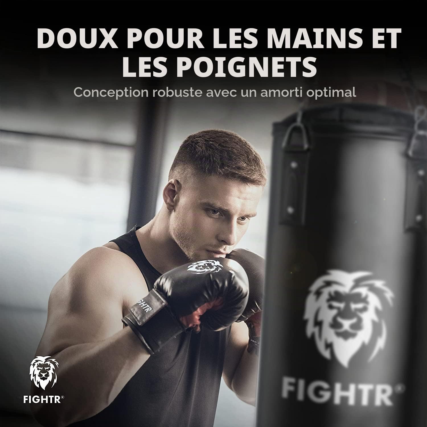 Sac de Frappe FIGHTR® Premium - Confort de Frappe élevé et très Robuste - Sac de Frappe Suspendu Non rempli/rempli 120x35cm avec chaîne Lourde pour la Boxe, Les Arts Martiaux, Le MMA.